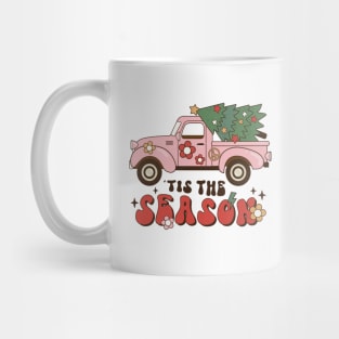 Retro 70s Pink Christmas Pickup Truck Mug